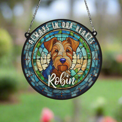 Welsh Terrier Memorial Stained Glass Effect Suncatcher